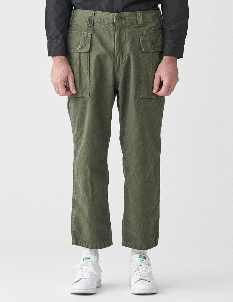 Core Essentials Broad Pants in Army Green [ONLINE ONLY] - First Stitch