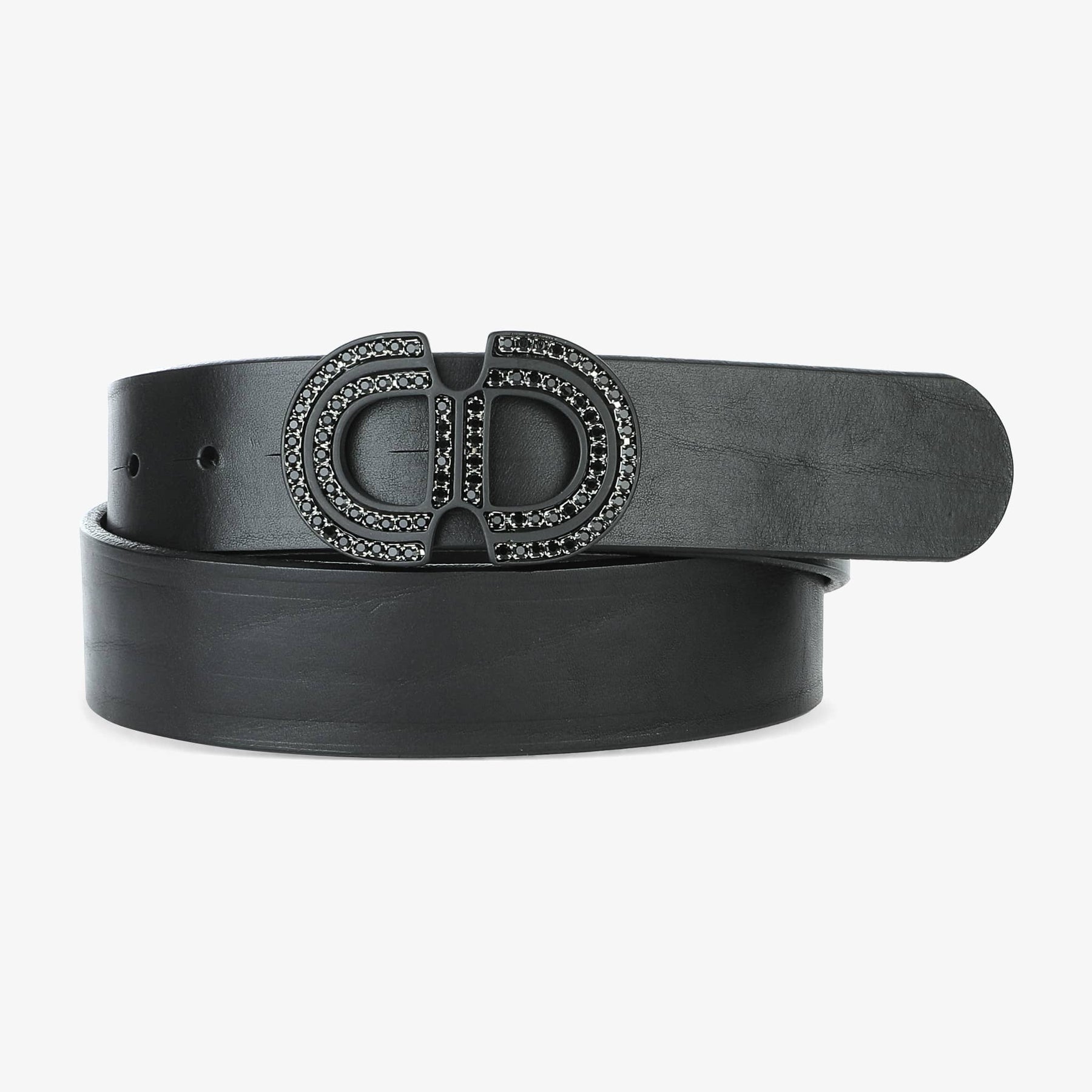 LEO BOUTIQUE ALEXANDE Jewelled Bridle Black Belt Black BRAVE Leather Belt