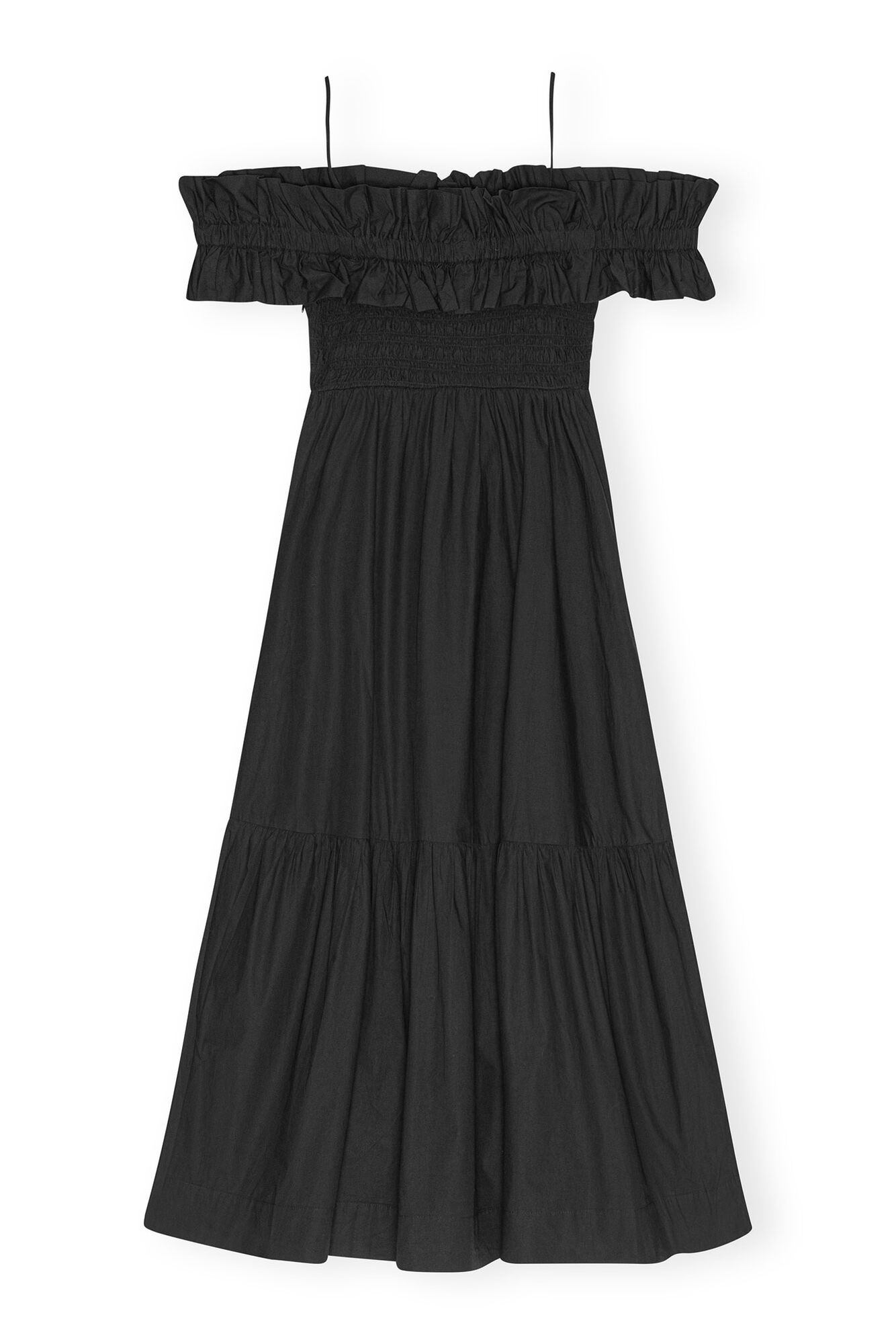 LEO boutique cotton poplin long smock dress black GANNI