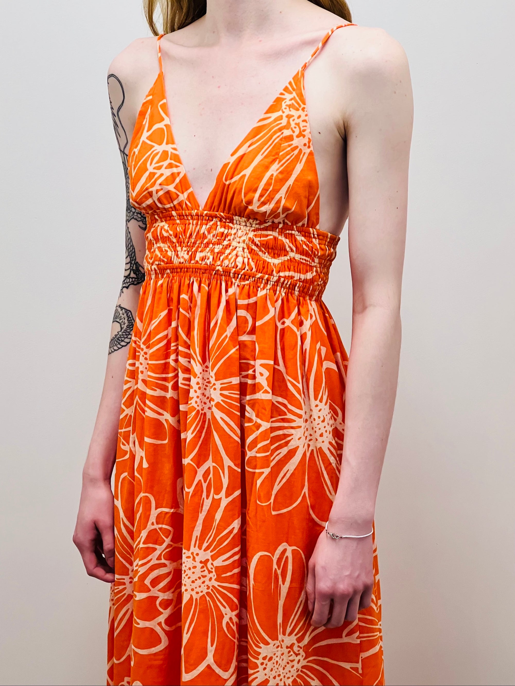 BISETTA Printed Maxi Dress | La Sirena F Orange