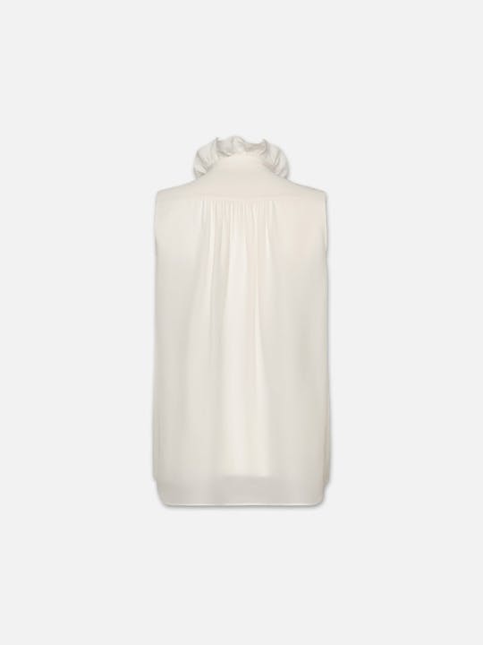 FRAME sleeveless ruffle front blouse | cream LEO BOUTIQUE