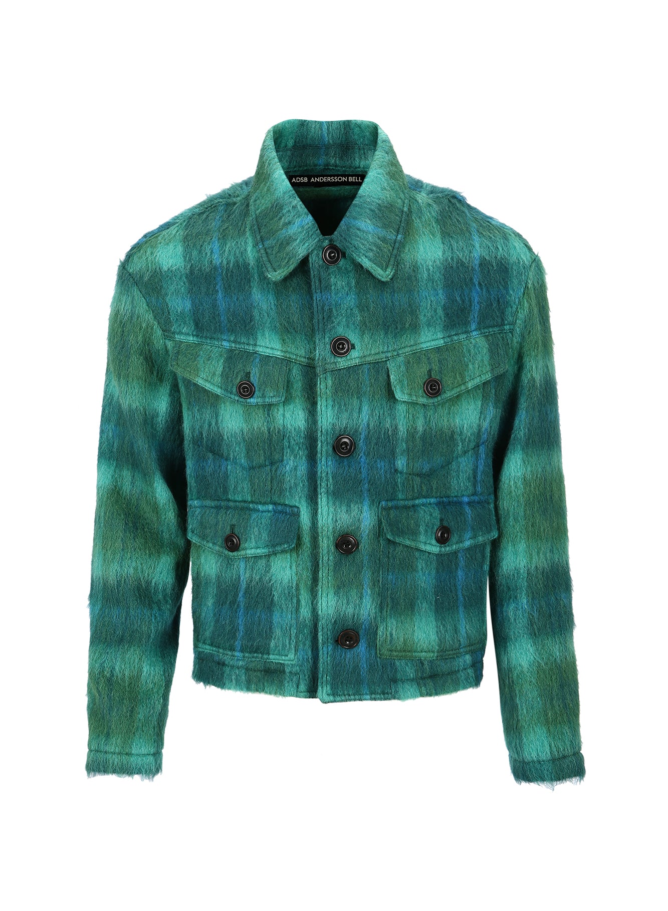 Andersson Bell Toulouse Wool Trucker Jacket Green Blue Leo Boutique