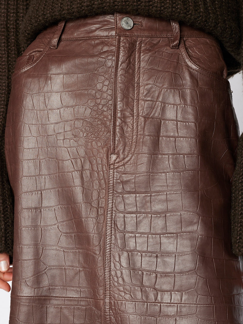 FRAME DENIM Croc Leather Boot Skirt Americano LEO BOUTIQUE