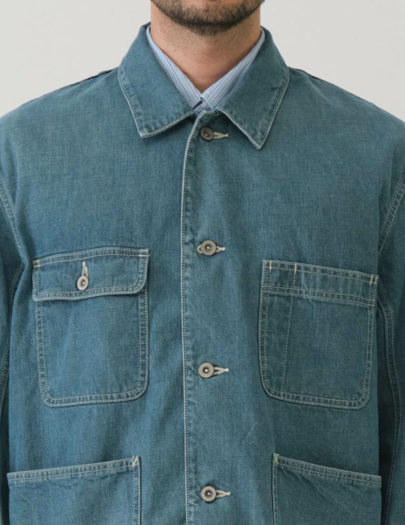 SAGE DE CRET 11 oz Denim Sof201t Coverall Jacket | Blue LEO BOUTIQUE
