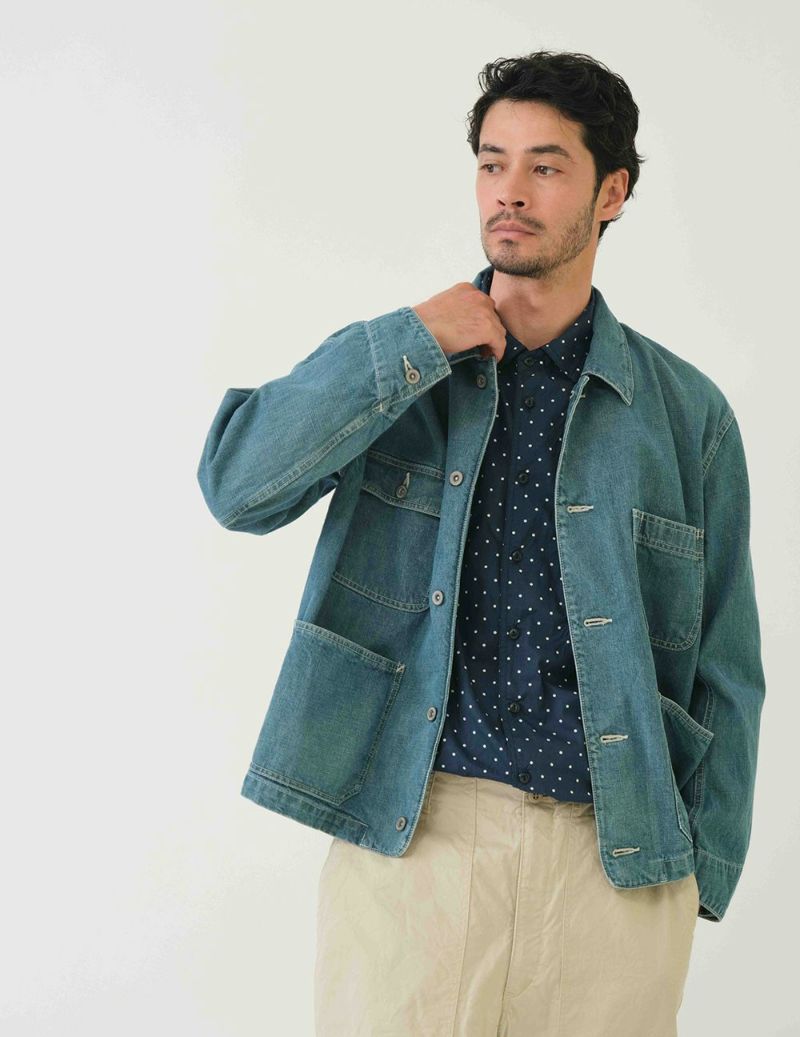 SAGE DE CRET 11 oz Denim Sof201t Coverall Jacket | Blue LEO BOUTIQUE