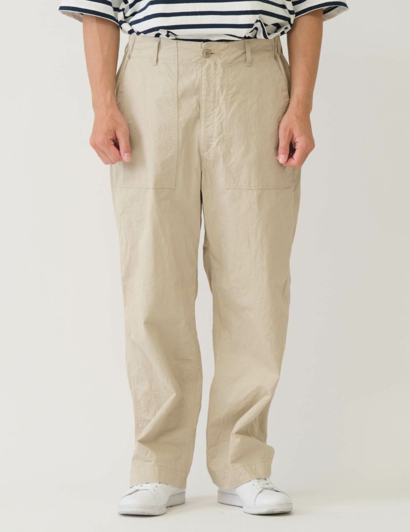 SAGE DE CRET CO Chino Cloth Crinkle Baggy Baker Pants | Beige LEO