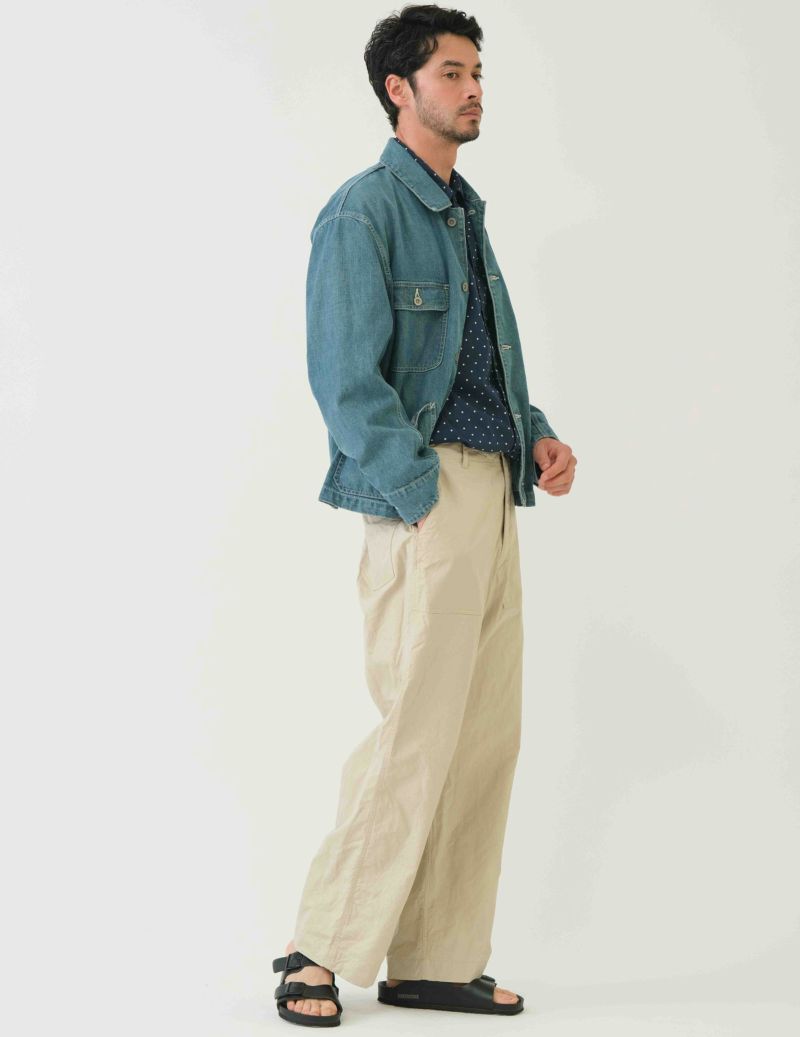 SAGE DE CRET CO Chino Cloth Crinkle Baggy Baker Pants | Beige LEO BOUT…