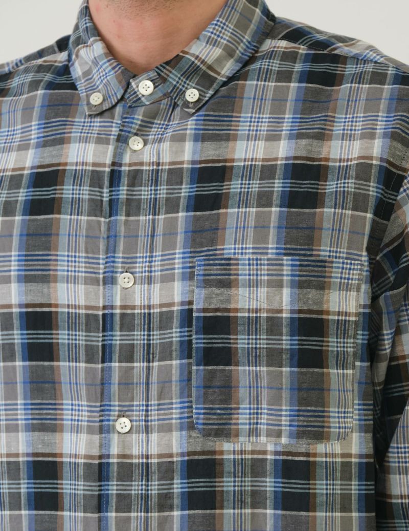 SAGE DE CRET CO/LI Madras Check Short Point Button Down Collar Shirt |…