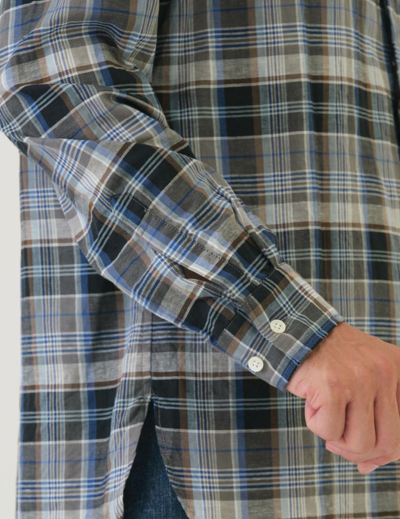 SAGE DE CRET CO/LI Madras Check Short Point Button Down Collar Shirt |…