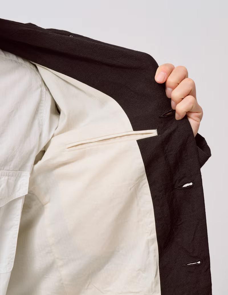 SAGE DE CRET WO/LI Tumble Washed 3-B Tailored Jacket | Brown LEO BOUTIQUE