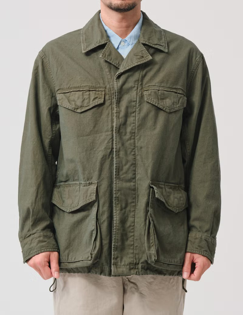 SAGE DE CRET CO/LI Back Satin M-47 Style Jacket | Olive LEO BOUTIQUE