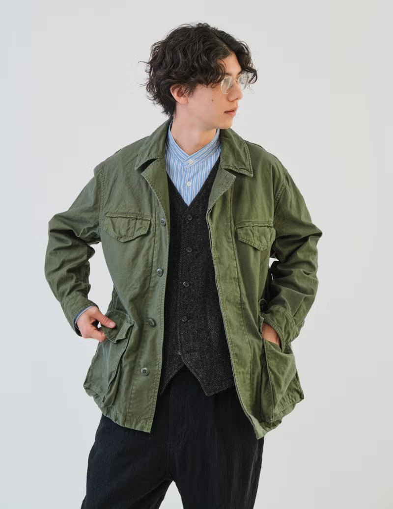 SAGE DE CRET CO/LI Back Satin M-47 Style Jacket | Olive LEO BOUTIQUE