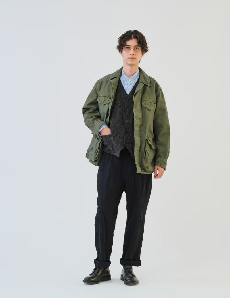 SAGE DE CRET CO/LI Back Satin M-47 Style Jacket | Olive LEO BOUTIQUE