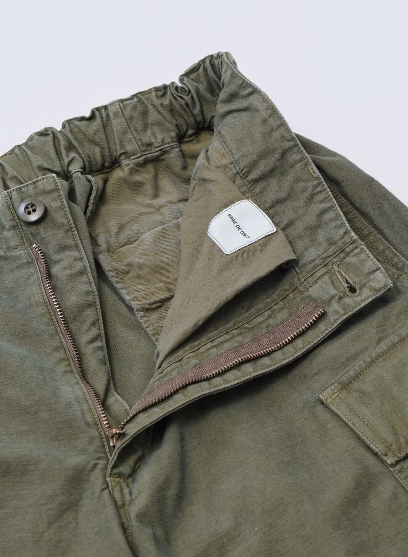 SAGE DE CRET CO/LI Back Satin M-51 Style Wide Pants | Olive LEO BOUTIQUE