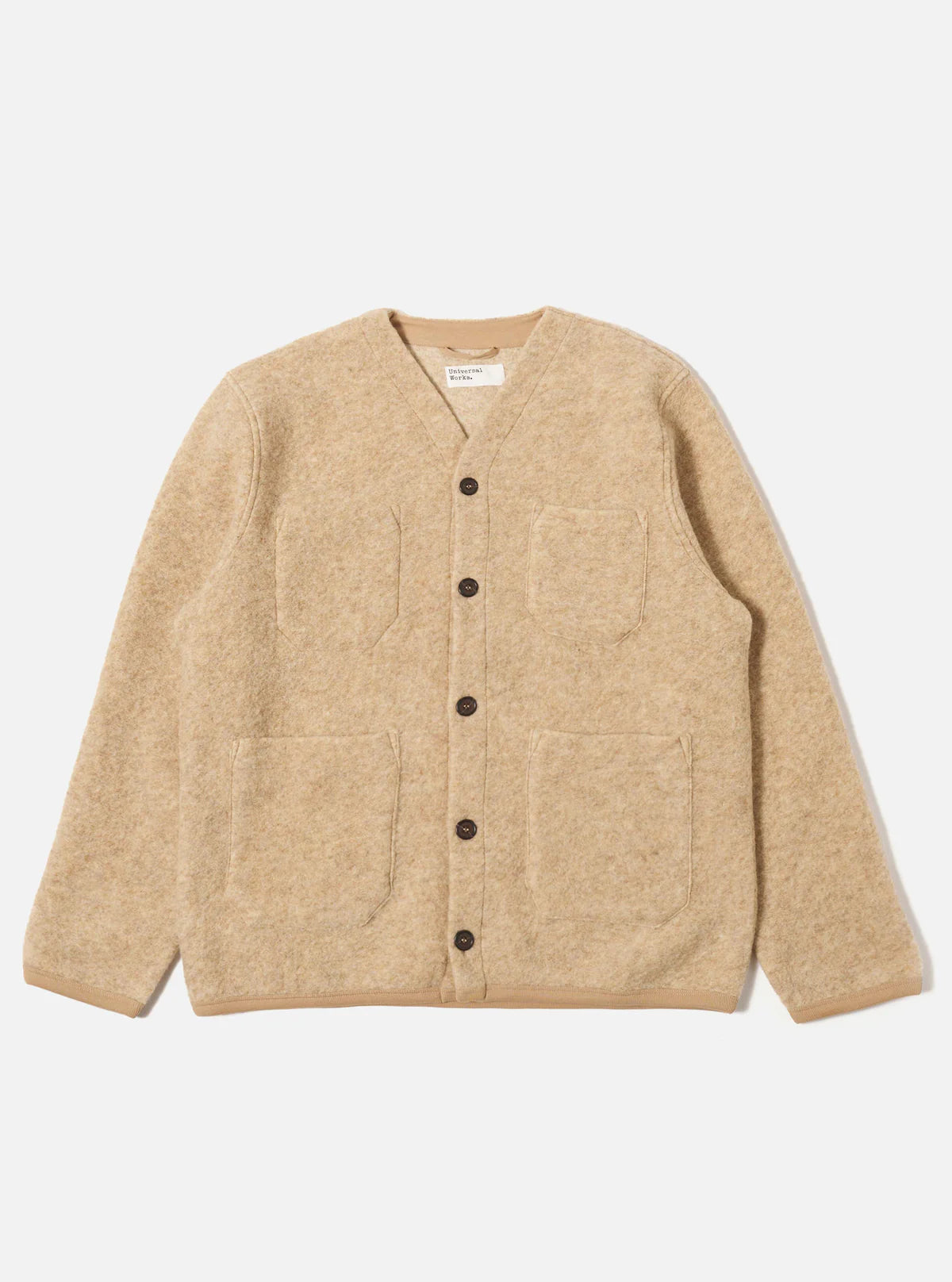 UNIVERSAL WORKS Wool Fleece Cardigan | Fawn LEO BOUTIQUE