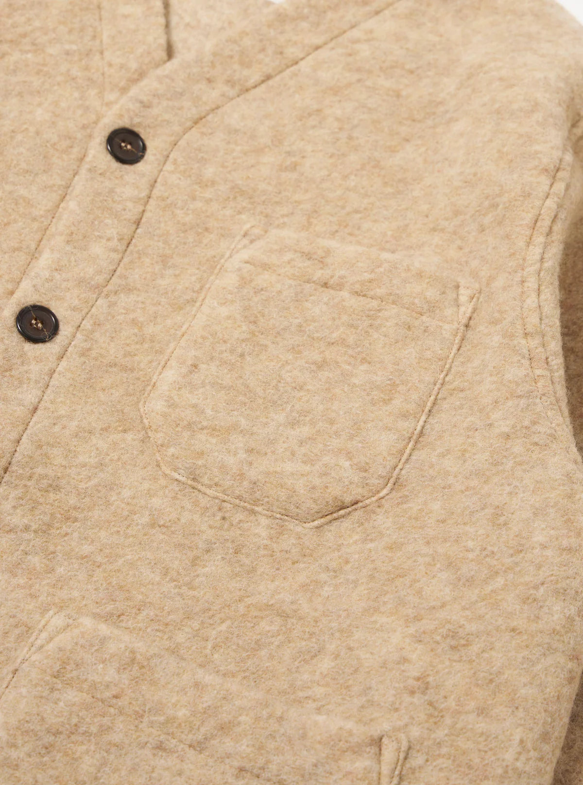 UNIVERSAL WORKS Wool Fleece Cardigan | Fawn LEO BOUTIQUE