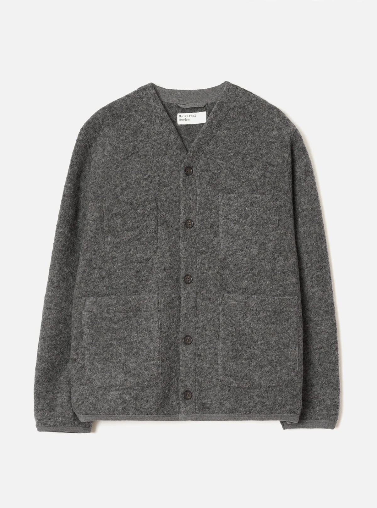 UNIVERSAL WORKS Wool Fleece Cardigan | Grey Marl LEO BOUTIQUE