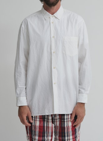 SAGE DE CRET Crinkle Typewriter Regular Collar Shirt | Off White LEO BOUTIQUE