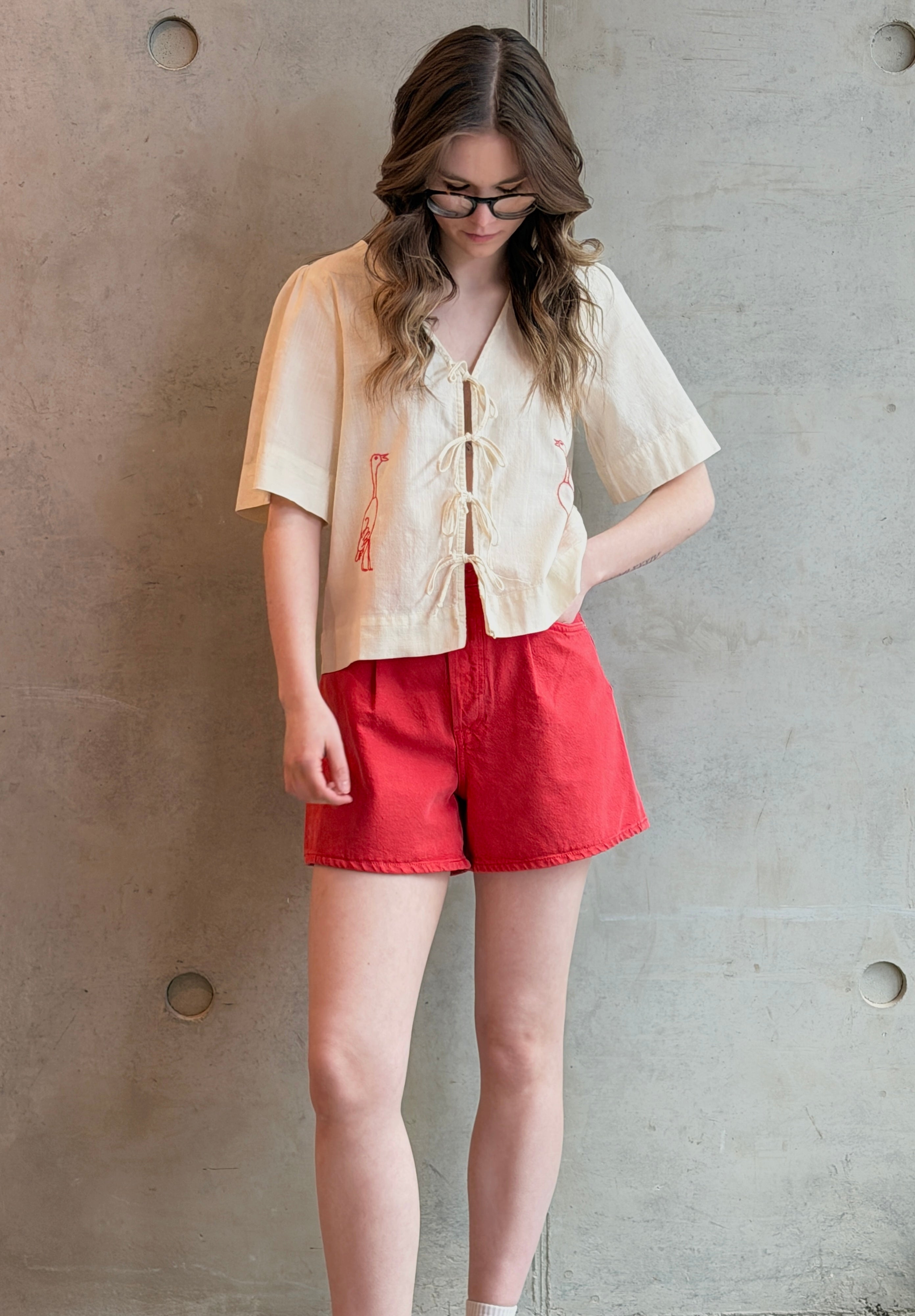 LEO BOUTIQUE Embroidery Tied Blouse | Ecru BOBO CHOSES