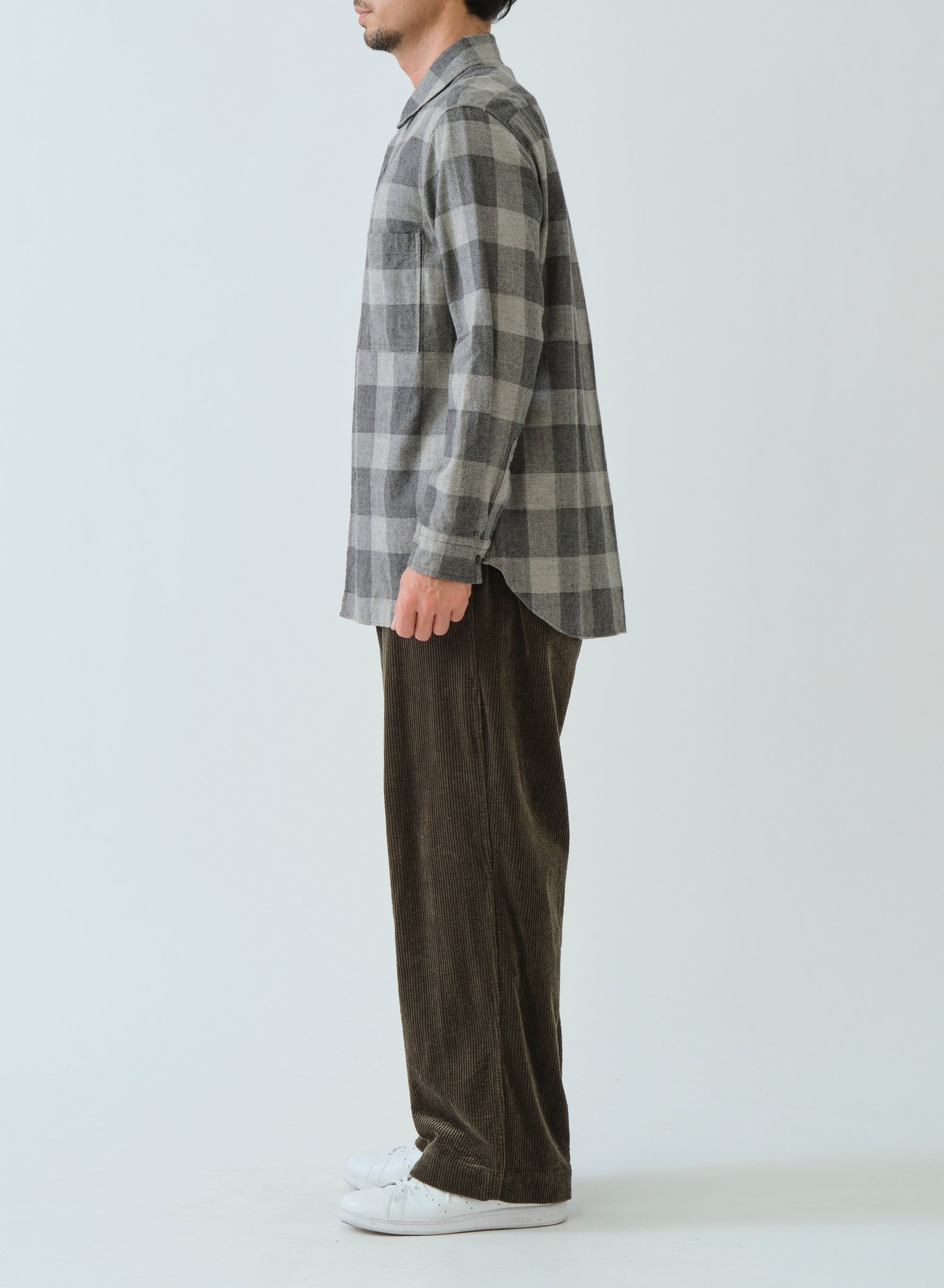 SAGE DE CRET CO/WO Flannel Check CPO Type Shirt | Light Grey LEO BOUTIQUE