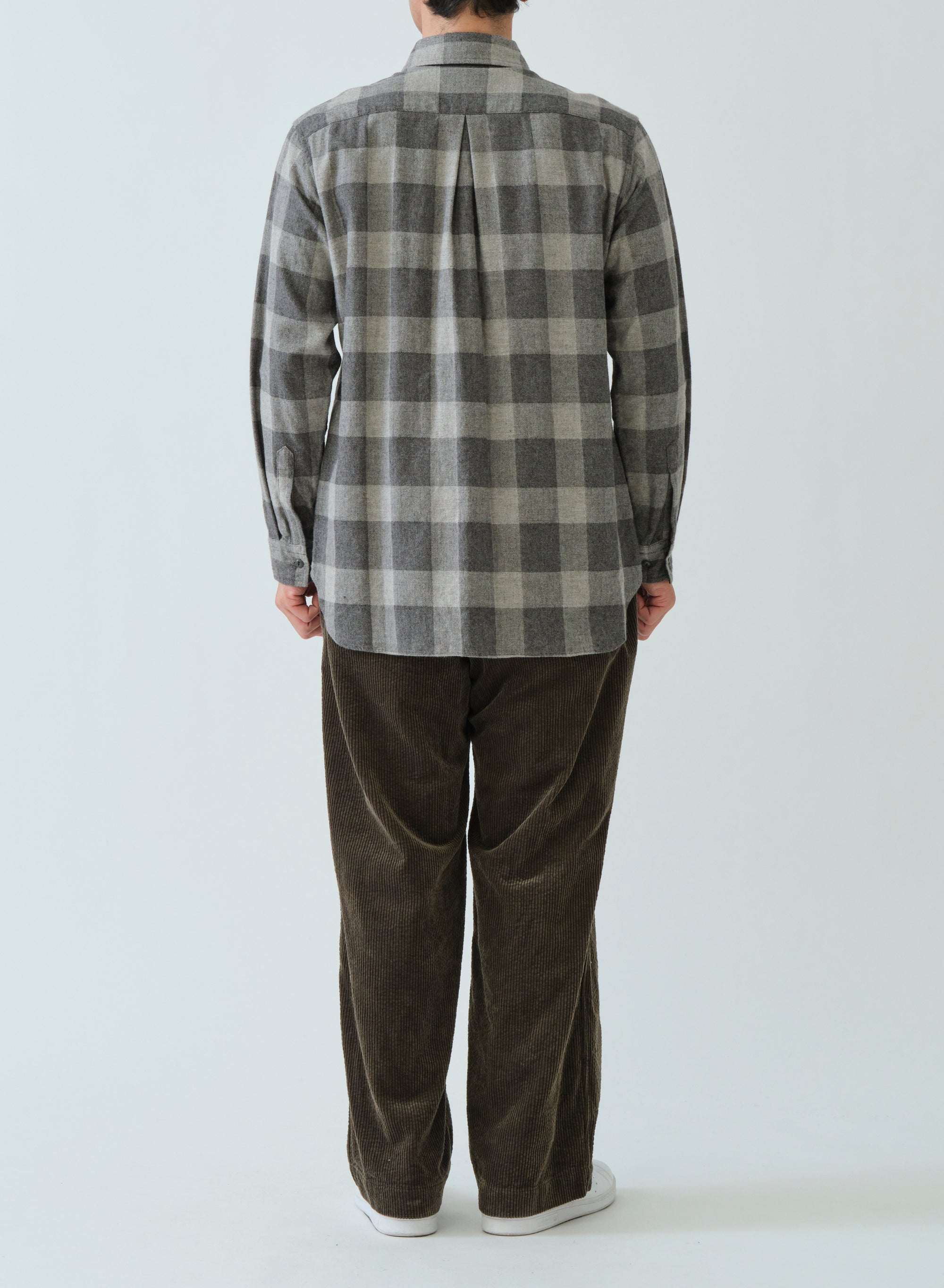 SAGE DE CRET CO/WO Flannel Check CPO Type Shirt | Light Grey LEO BOUTIQUE