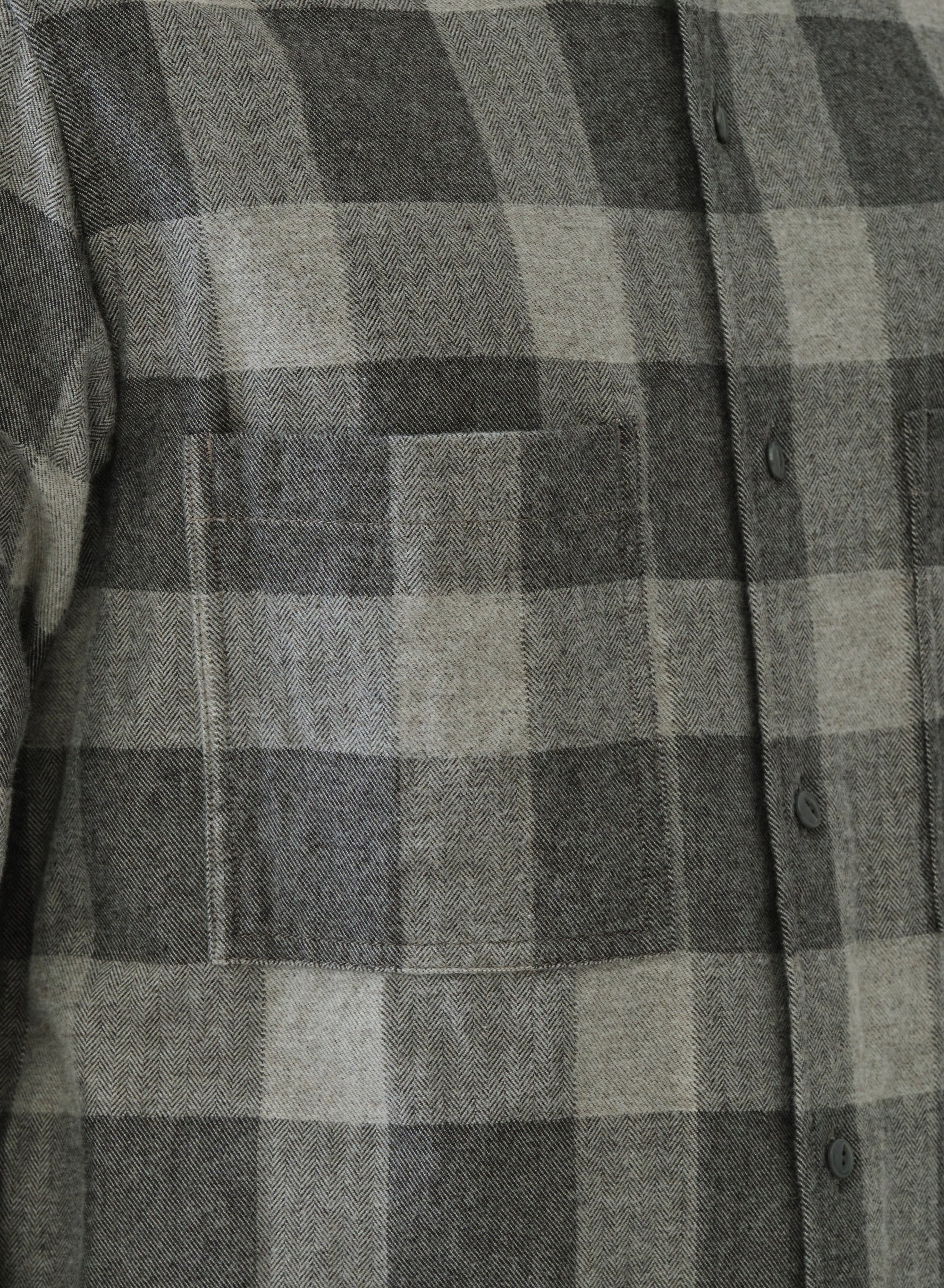 SAGE DE CRET CO/WO Flannel Check CPO Type Shirt | Light Grey LEO BOUTIQUE
