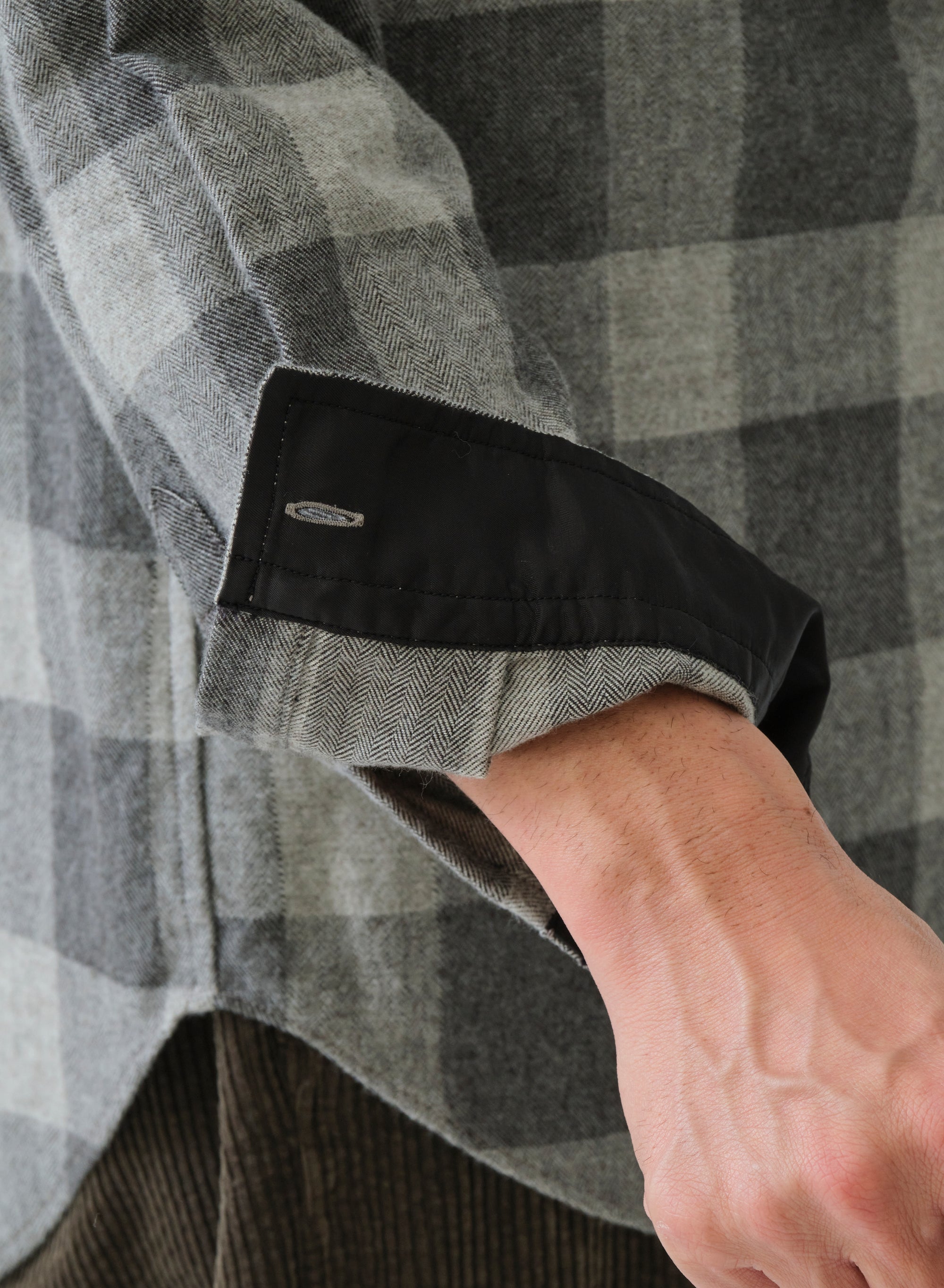 SAGE DE CRET CO/WO Flannel Check CPO Type Shirt | Light Grey LEO BOUTIQUE