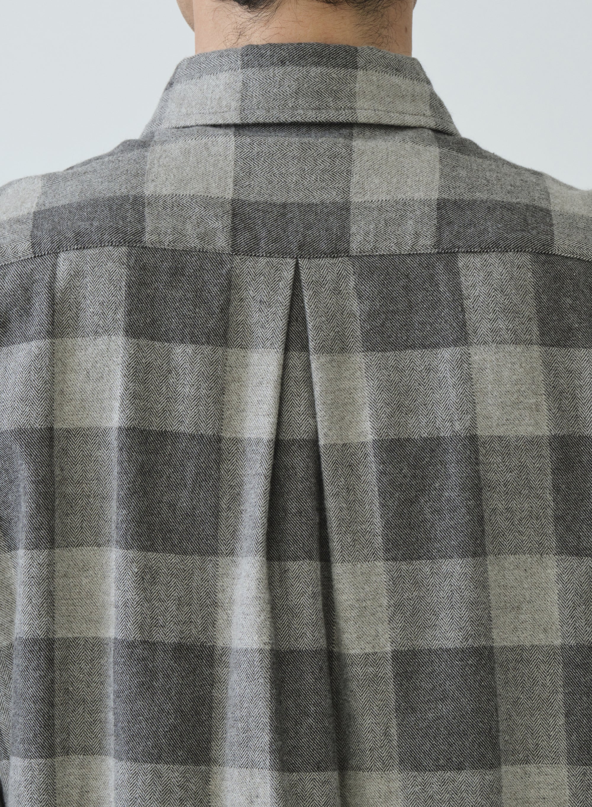 SAGE DE CRET CO/WO Flannel Check CPO Type Shirt | Light Grey LEO BOUTIQUE