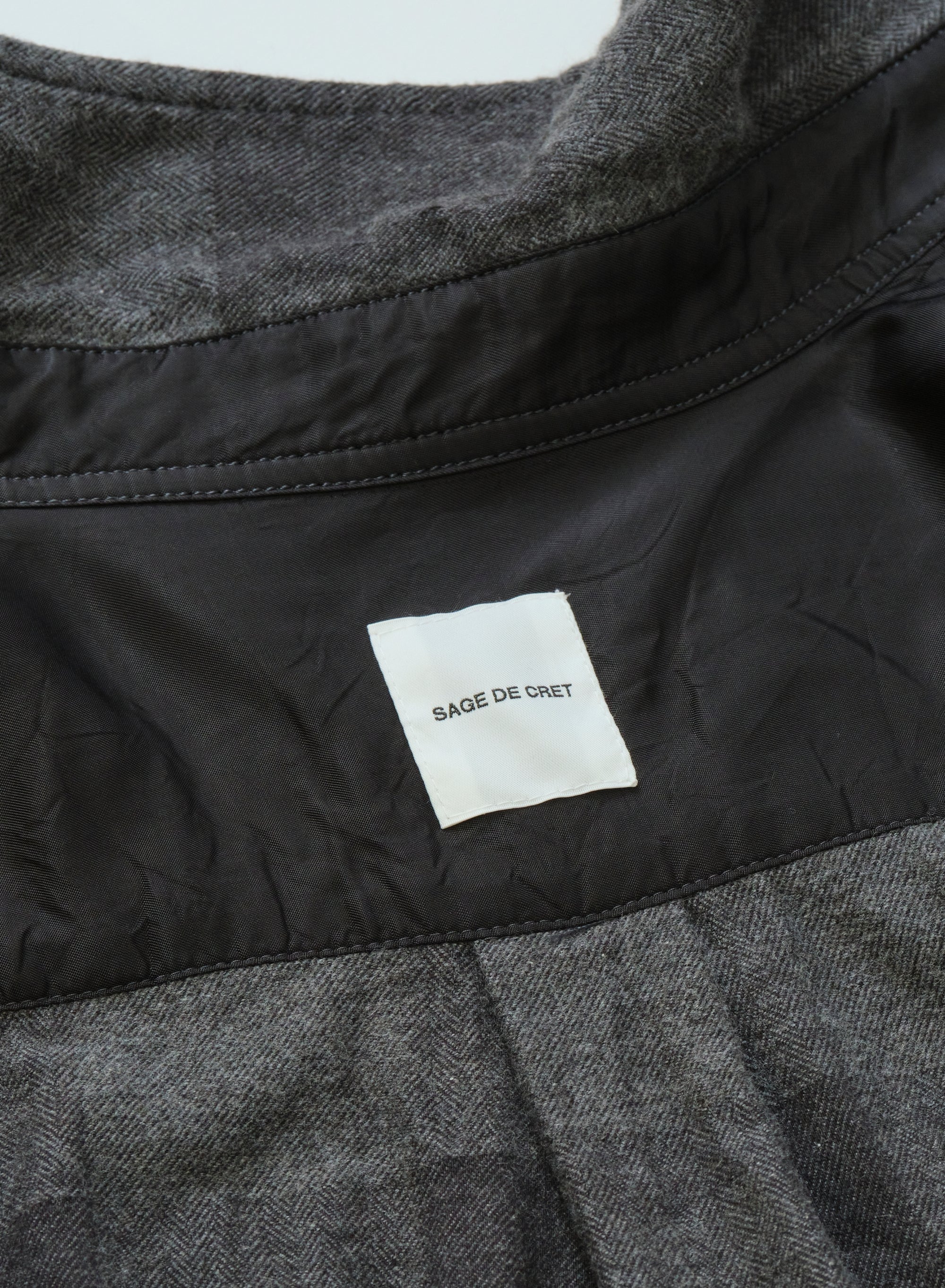 SAGE DE CRET CO/WO Flannel Check CPO Type Shirt | Light Grey LEO BOUTIQUE