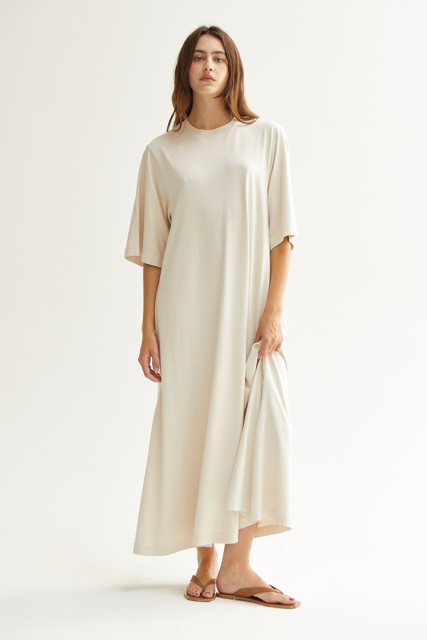 ASHER Roxanne Jersey Maxi Dress Bone LEO BOUTIQUE