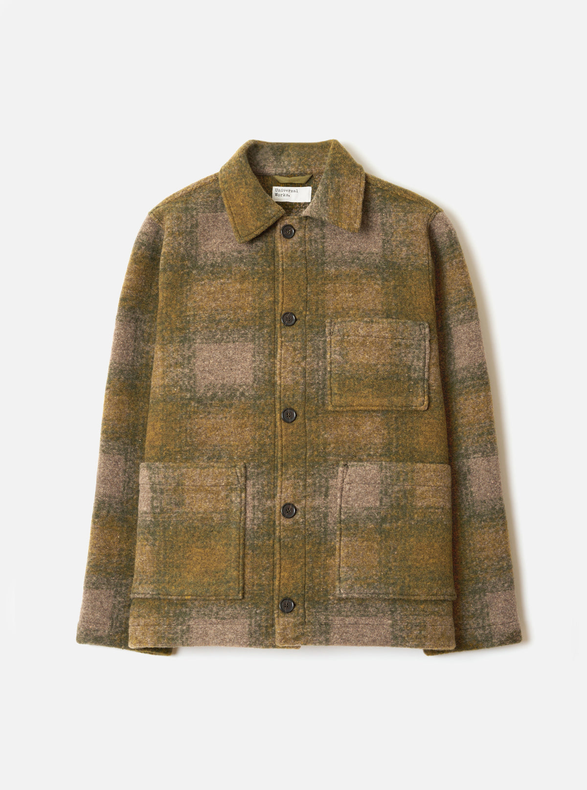 UNIVERSAL WORKS Tag Jacket | Techno Melton Check | Olive LEO BOUTIQUE