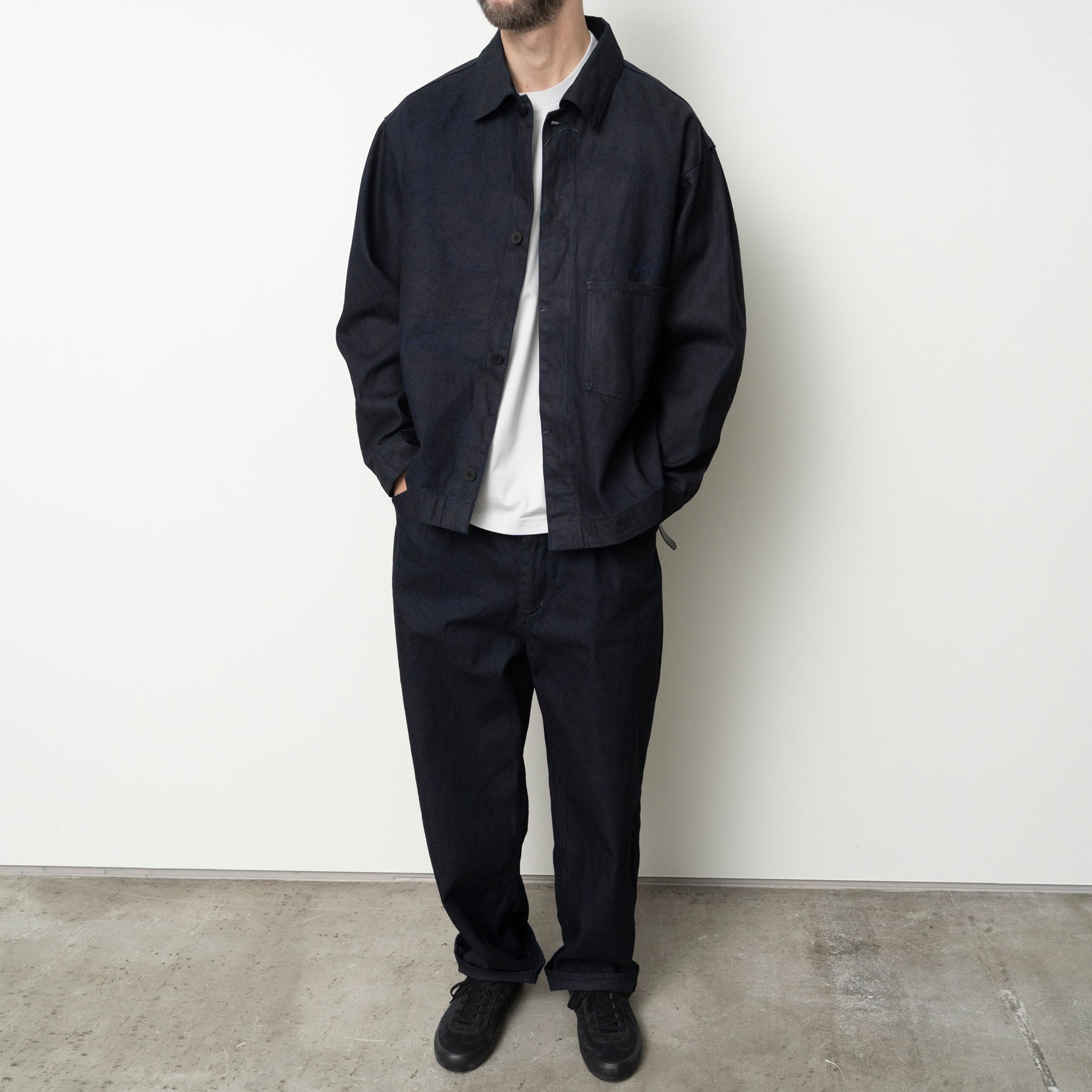 STILL BY HAND 12oz Denim 1 Tuck Pants | Dark Navy LEO BOUTIQUE