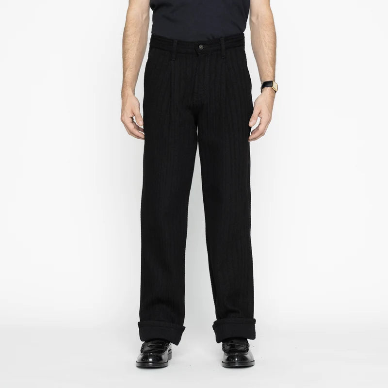 NAKED AND FAMOUS Pleated Trouser | Black Sugiaya LEO BOUTIQUE