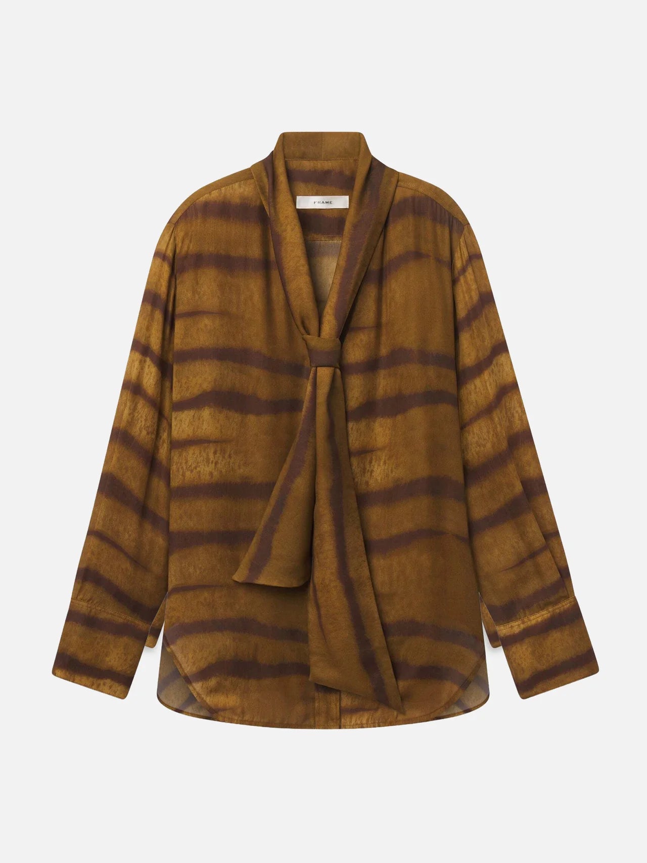 LEO BOUTIQUE The Silk Oversized Tie Shirt | Light Tiger Multi FRAME DENIM