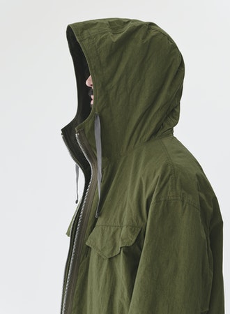 High Density Twill Reversible Hooded coat | Olive LEO BOUTIQUE