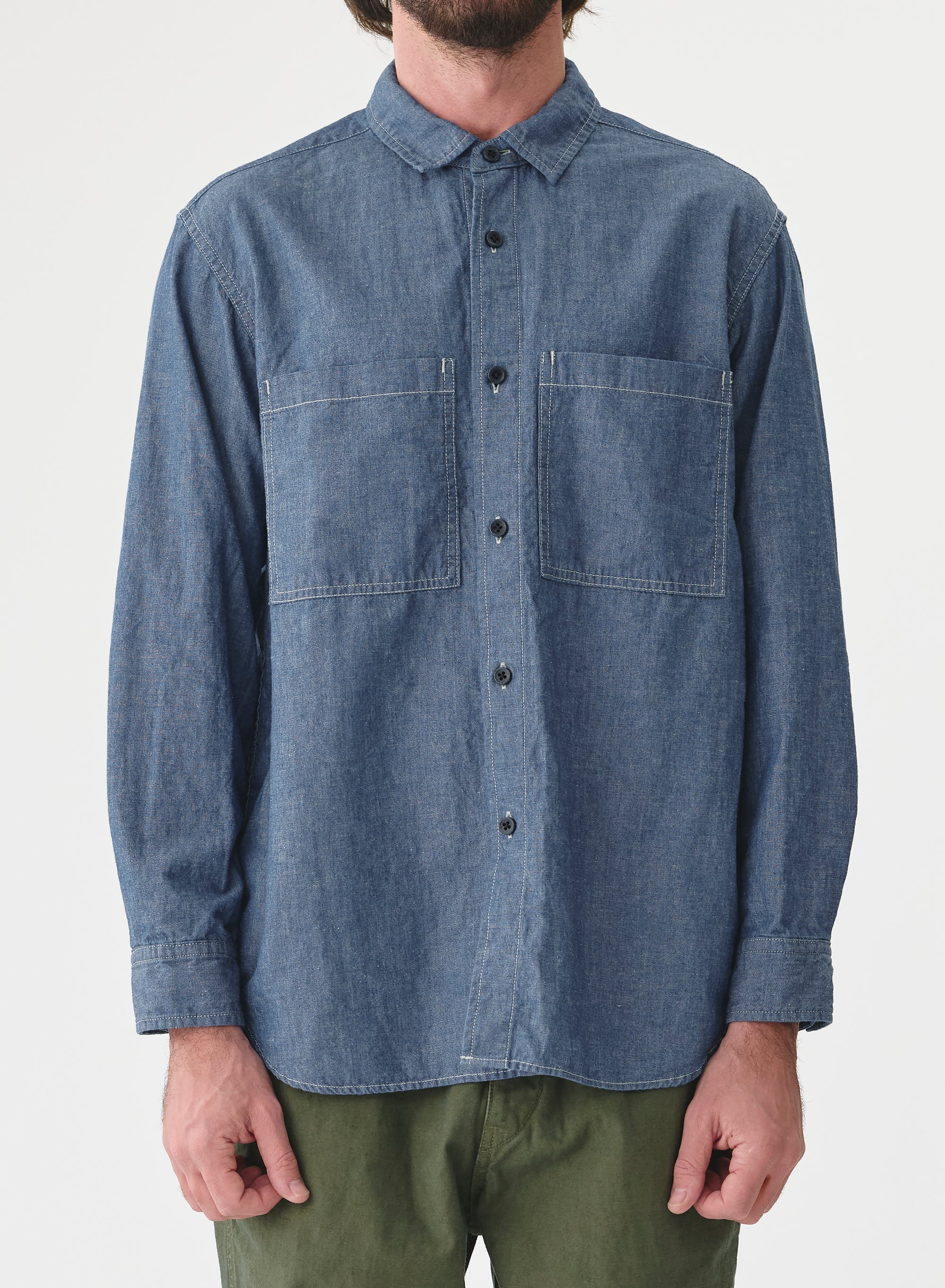 SAGE DE CRET CO/LI Dungaree Work Shirt | Indigo LEO BOUTIQUE