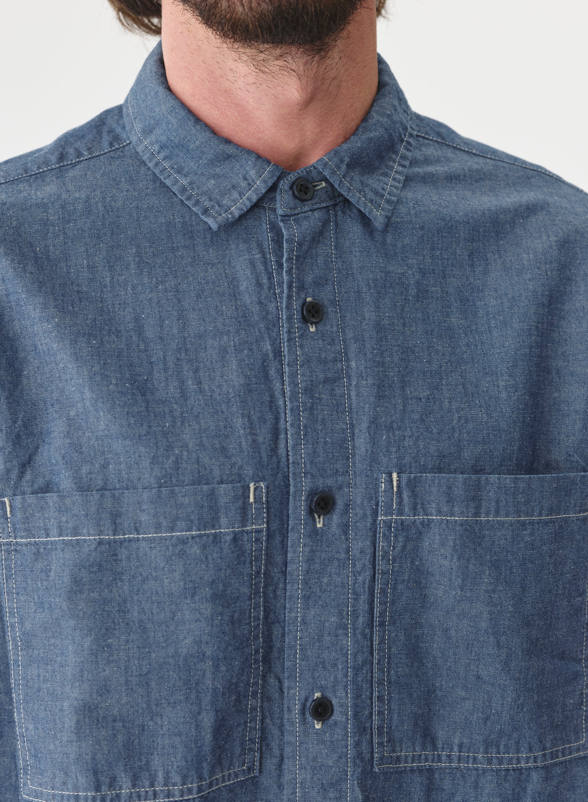 SAGE DE CRET CO/LI Dungaree Work Shirt | Indigo LEO BOUTIQUE