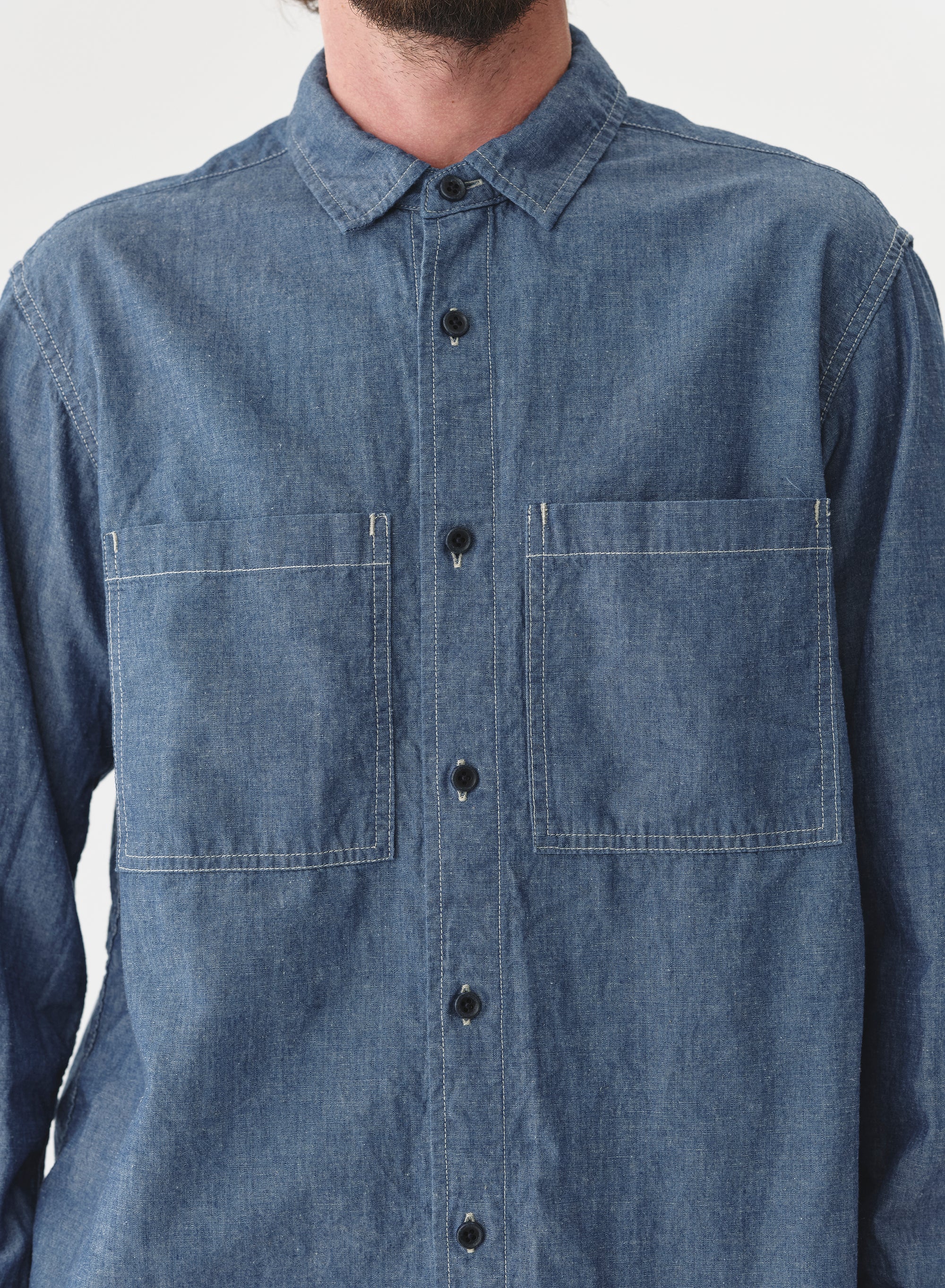 SAGE DE CRET CO/LI Dungaree Work Shirt | Indigo LEO BOUTIQUE