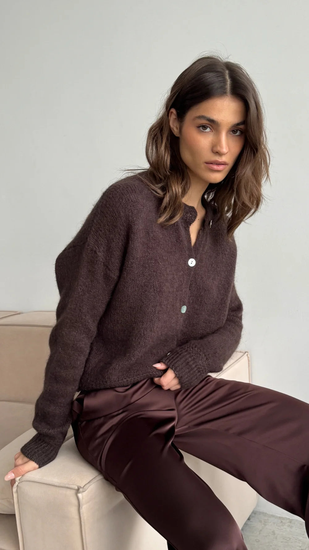 LEO BOUTIQUE Reyna Soft Alpaca Cardigan | Dark Espresso CHARLI