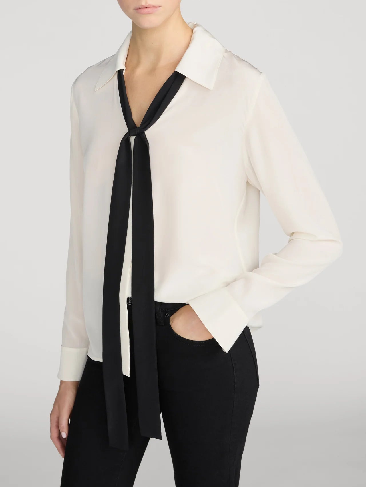 LEO BOUTIQUE The Contrast Tie Shirt | Cream FRAME DENIM