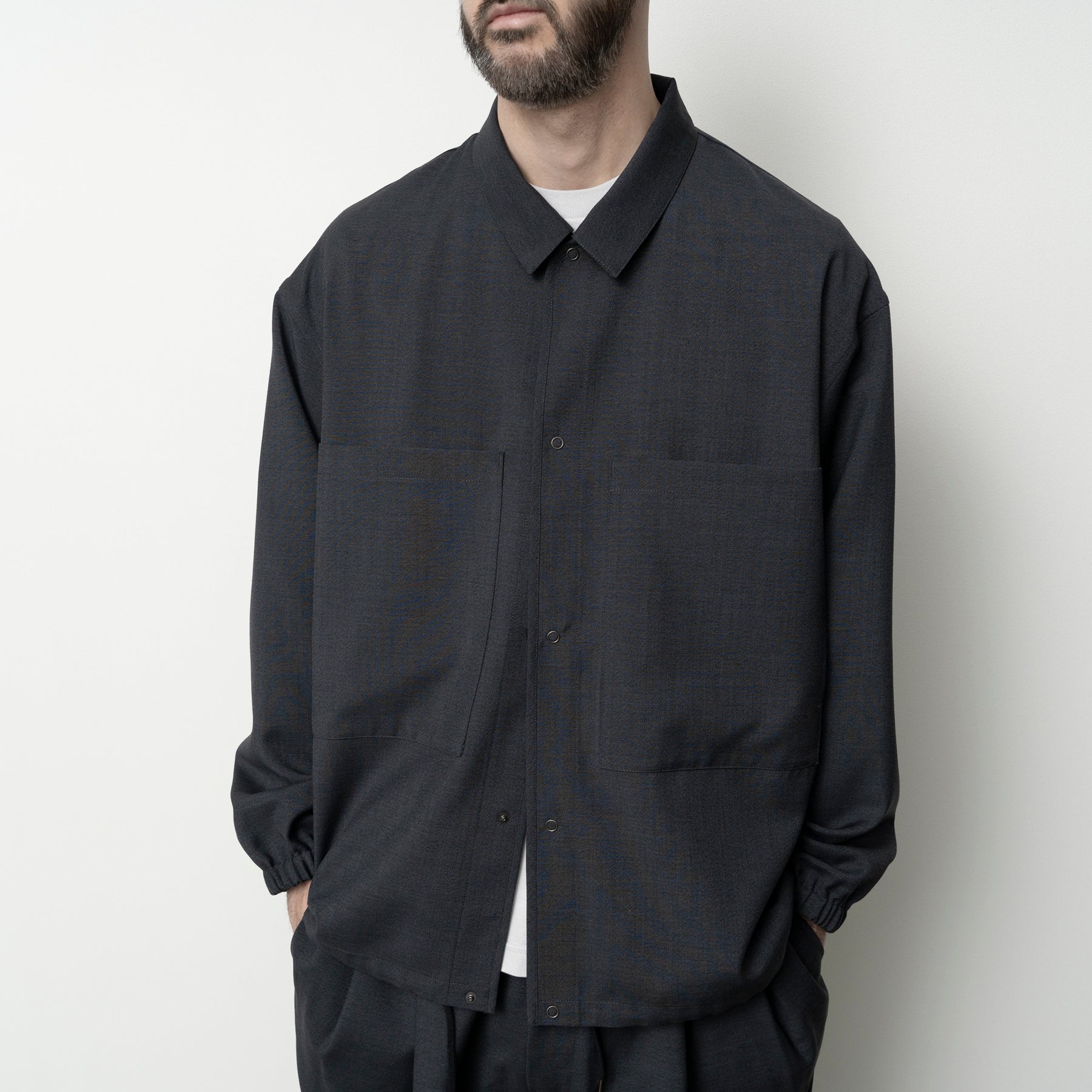 STILL BY HAND Double Pocket Shirt Jacket | Charcoal LEO BOUTIQUE