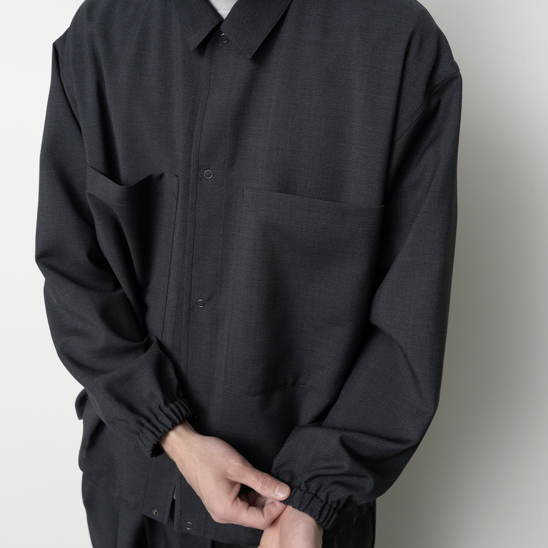 STILL BY HAND Double Pocket Shirt Jacket | Charcoal LEO BOUTIQUE