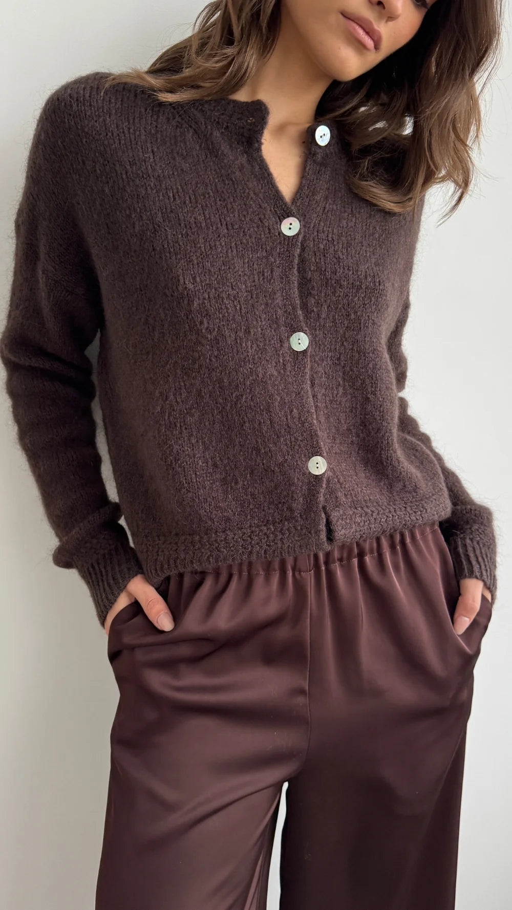 LEO BOUTIQUE Reyna Soft Alpaca Cardigan | Dark Espresso CHARLI
