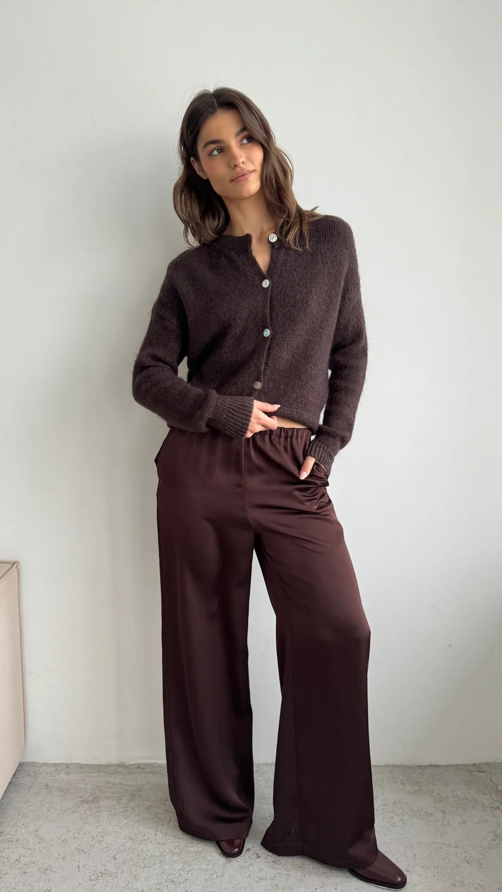 LEO BOUTIQUE Reyna Soft Alpaca Cardigan | Dark Espresso CHARLI
