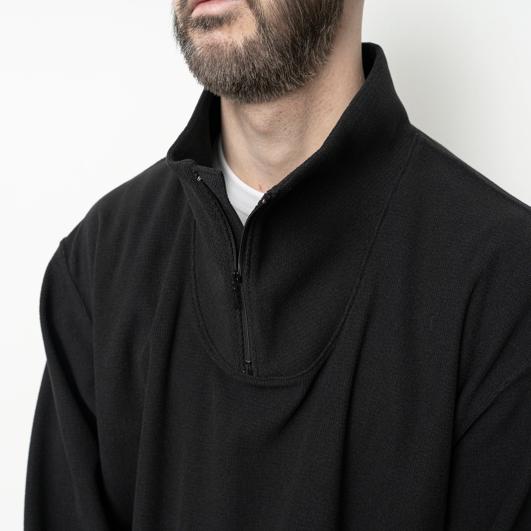 STILL BY HAND High Neck Zip Up Jumper | Black LEO BOUTIQUE