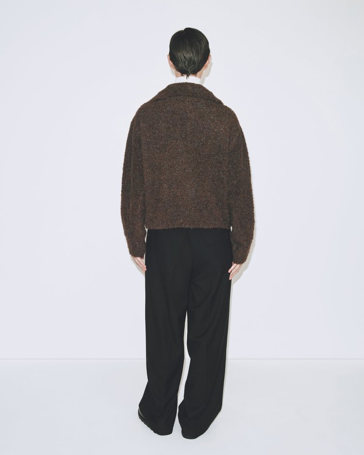 MIJEONG PARK Spread Collar Boucle Cardigan | Brown LEO BOUTIQUE