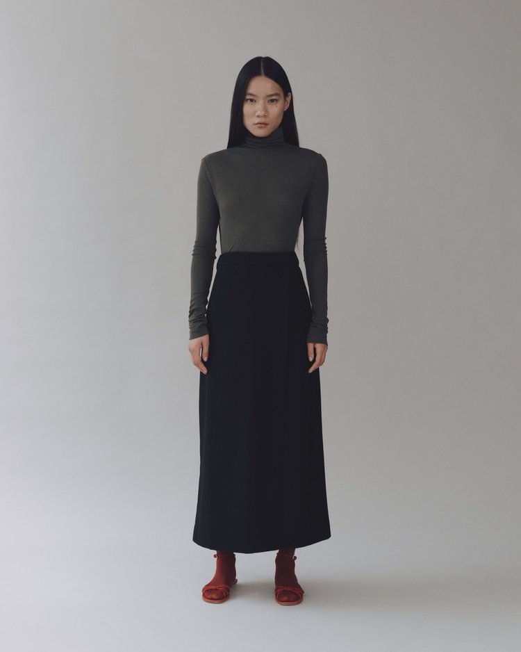 MIJEONG PARK Thin Ribbed Roll Neck Top | Dark Gray LEO BOUTIQUE