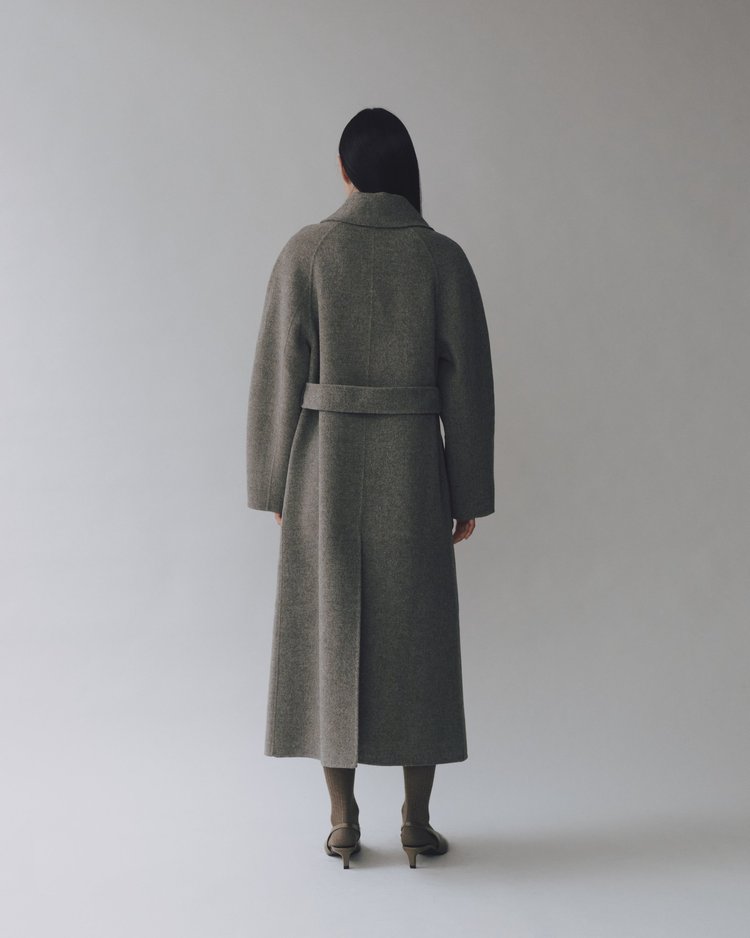 MIJEONG PARK Handmade Long Wool Coat | Khaki Gray LEO BOUTIQUE