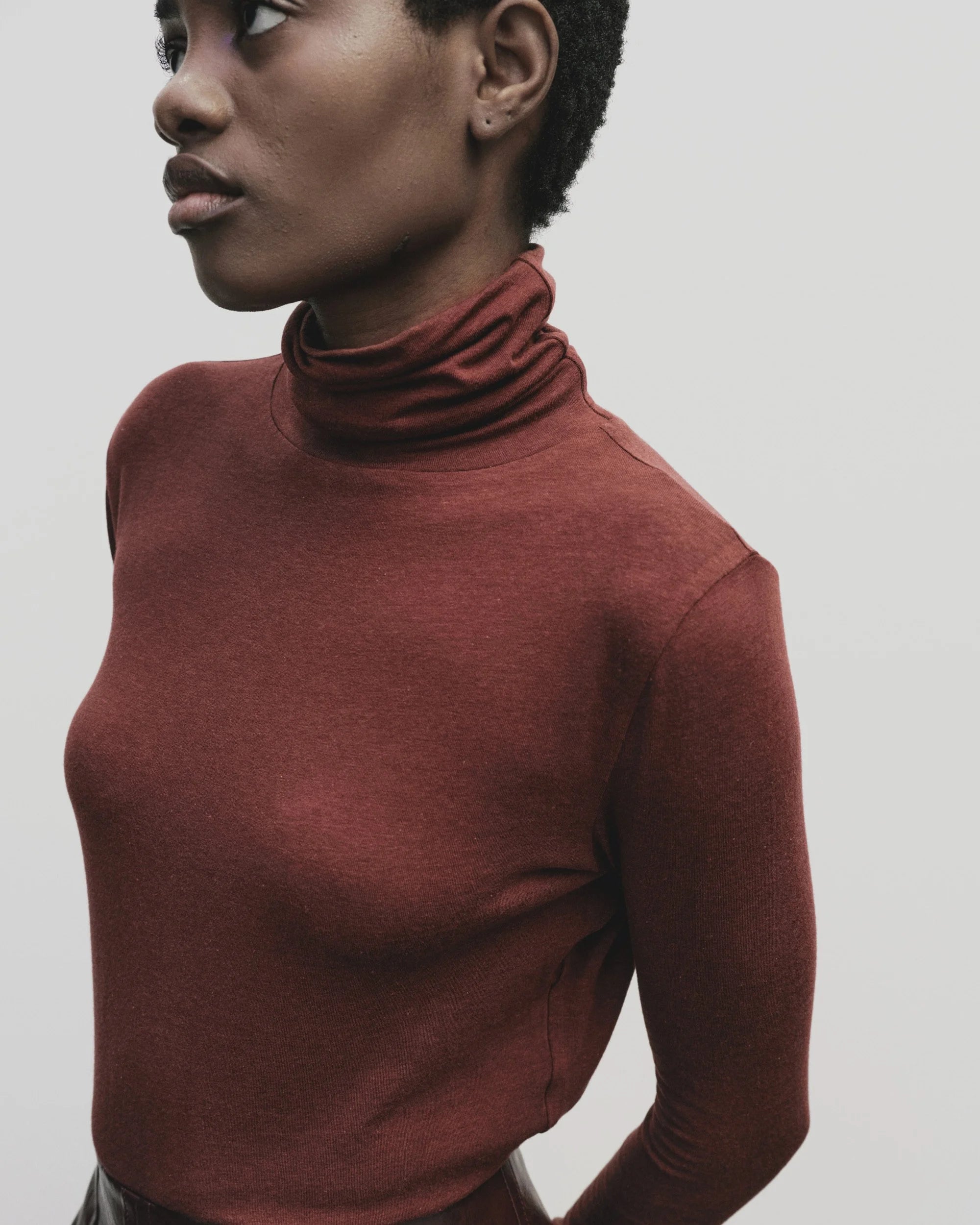 LEO BOUTIQUE Roll Neck Jersey Top | Burgundy MIJEONG PARK 