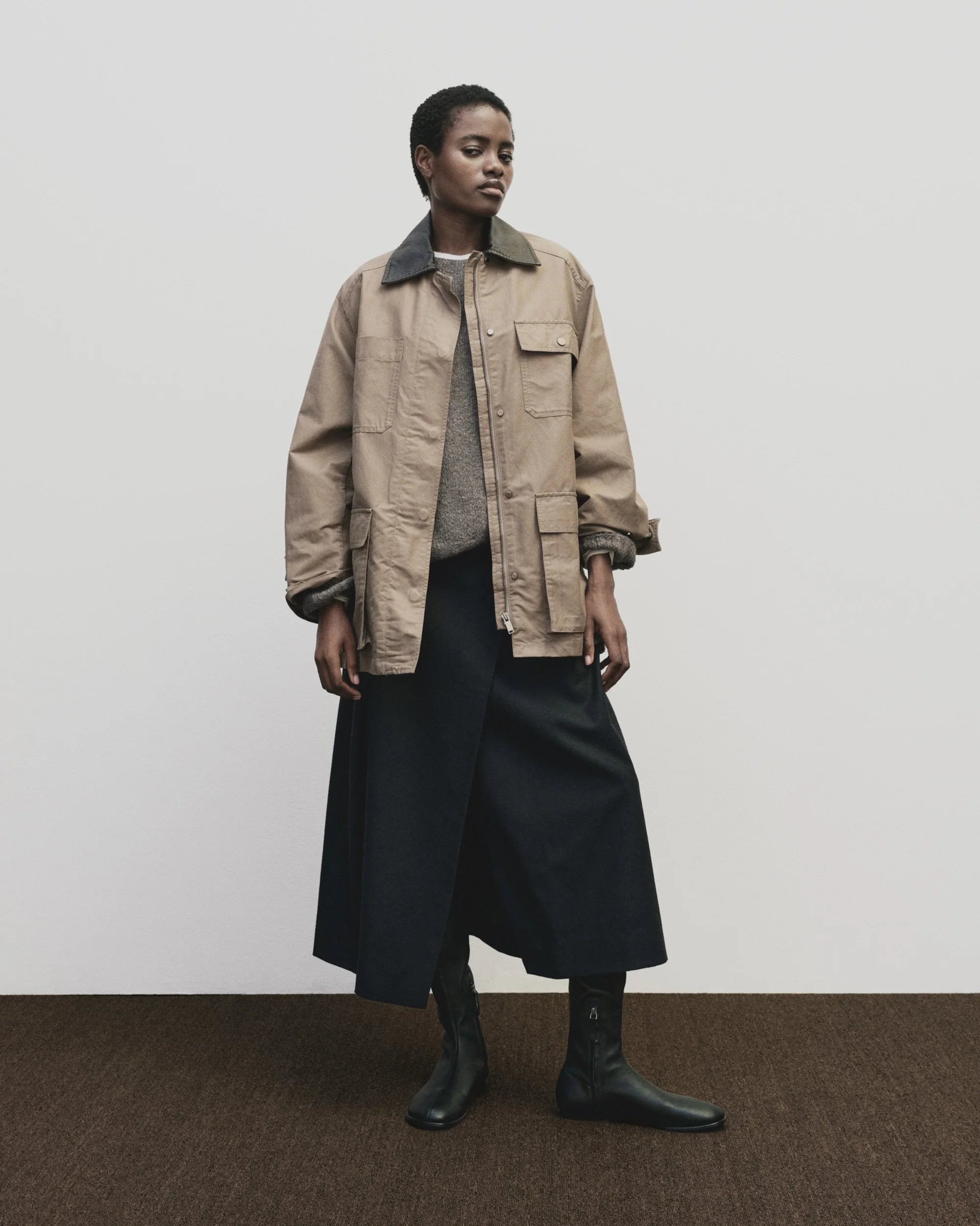 LEO BOUTIQUE Contrast Collar Work Jacket | Dark Beige MIJEONG PARK 